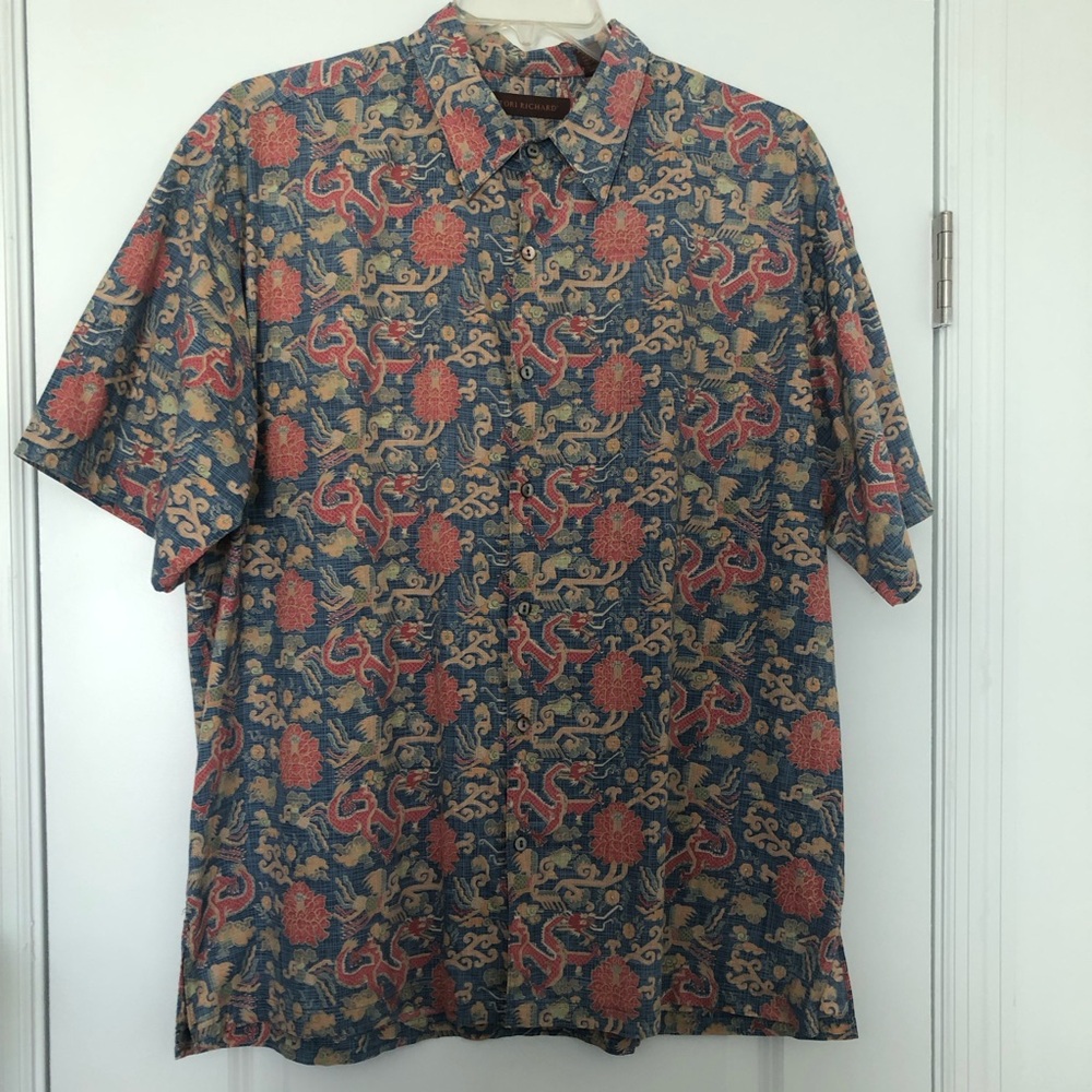 Tori Richard Dragon Print Short Sleeve Button-Down Shirt